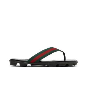 Шлепанцы Gucci Leather Web Thong 'Black'
