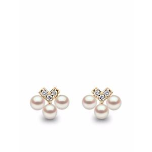 Серьги-гвоздики Sleek из желтого золота с жемчугом и бриллиантами