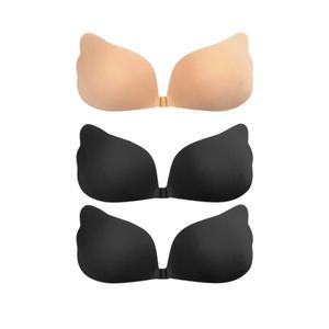 Набор из 3 бюстгальтеров Angel Push Up Nubra: 1 телесный и 2 черных, бесшовные, невидимые, многоразовые, самоклеящиеся, для свадьбы