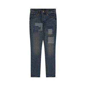 PURPLE BRAND Vintage Square Patch Repair Jeans 'Темный индиго'