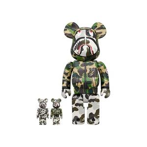 Фигурки BE@RBRICK x BAPE(R) x Canada Goose Shark 100% & 400% Set «Зеленый камуфляж»