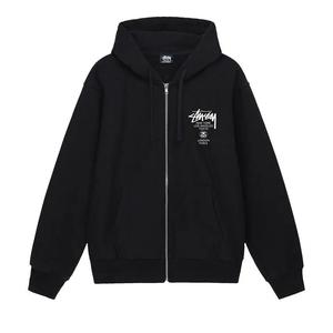 Молнии Stussy World Tour Zip Hoodie 'Black'