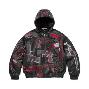 Кожаные куртки Supreme Guns Embroidered Hooded Leather Jacket 'Черный'