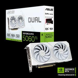 ASUS видеокарта Dual GeForce RTX 5060 Ti WHITE 16GB
