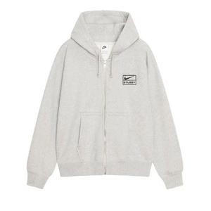 Толстовки на молнии Stussy x Nike Fleece Zip Hoodie 'Grey Heather'