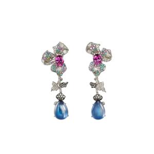 Серьги Orchid из белого золота с камнями