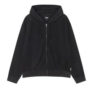 Худи на молнии Stussy Double Layer Waffle Zip Hoodie 'Black'
