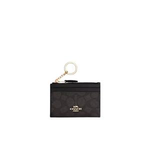Coach Mini Skinny Id Картхолдер из фирменного холста в цвете Ореховый черный CW870