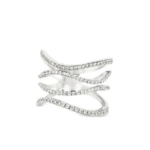 Кольцо Four Row Wavy из белого золота с бриллиантами