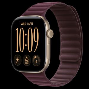 Apple Watch Series 12 46 мм, GPS + Cellular, алюминий, Light Gold, ремешок Burgundy Magnetic Link