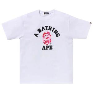 Футболки с коротким рукавом BAPE ABC Camo College Органическая футболка 'White/Pink'