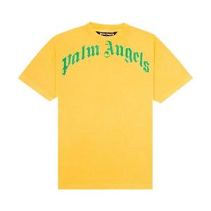 Футболка Palm Angels Vintage Wash Curved Logo Tee 'Yellow/Green'