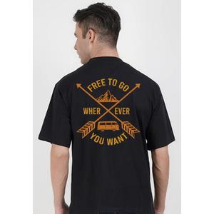 Свободная хлопковая футболка с коротким рукавом обычной посадки Free to Go Wherever Black