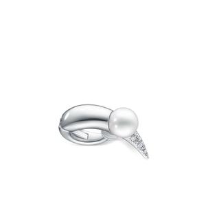 Серьга-кафф Collection Line Danger Horn Plus из белого золота с жемчугом и бриллиантами