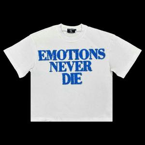 Футболки с коротким рукавом Mixed Emotion Rhinestone Tee 'Белый/Синий'