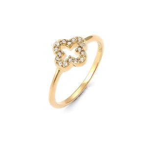 Кольцо Swarovski® с кристаллом в виде клевера – серебро с позолотой