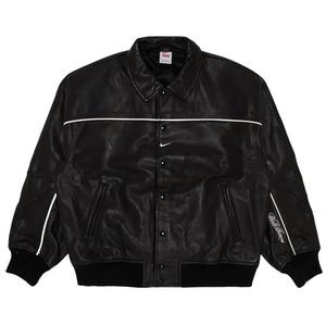 Бомберы Supreme x Nike Leather Varsity Jacket 'Black'