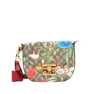 Сумка на плечо Padlock Saddle Tian Print GG Coated Canvas Medium