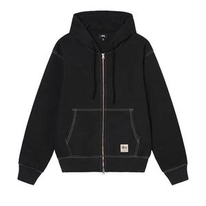Молнии Stussy Double Face Label Zip Hoodie 'Black'