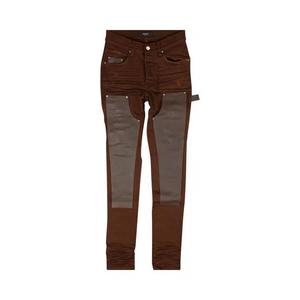 Amiri Denim Leather Workman Pants 'Коричневый'