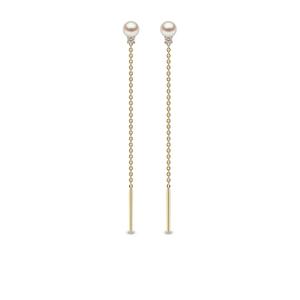 Серьги Trend из желтого золота с жемчугом и бриллиантами