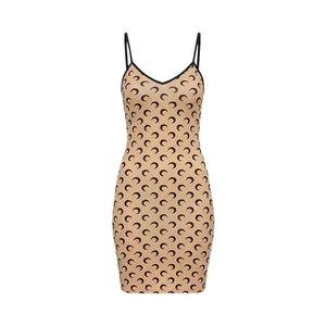 Короткие платья Marine Serre Moon Printed Jersey Straps Mini Dress 'Тан'