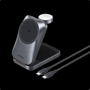 Anker Prime 3-в-1 беспроводная зарядная станция (MagGo / AirCool / складная 25 Вт) — чёрный