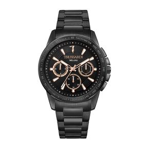 【2 года гарантии】Trussardi T-Hawk 44mm Black Dial Men's Multifunction Quartz Watch R2453153002