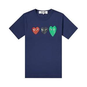 Футболки Comme des Garçons Короткий рукав Футболка Play с тремя сердцами 'Темно-синий'