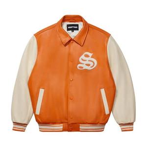 Варсити-куртки Sp5der Leather Varsity Jacket «Orange»