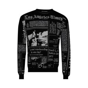 Топы Palm Angels x LA Times Crewneck Knitted Jumper 'Black/Light Grey'