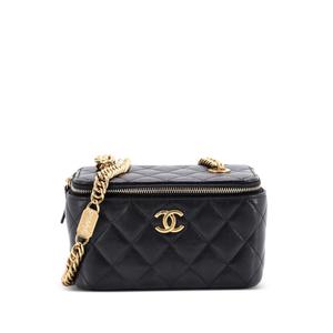 Мини-сумка через плечо Coco Enamel Strap Vanity Case with Chain Quilted Lambskin