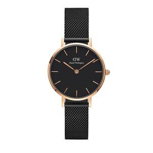 Petite Ashfield 28mm Часы Черный циферблат Сетчатый ремешок Розовое золото Женские часы Часы для женщин DW
