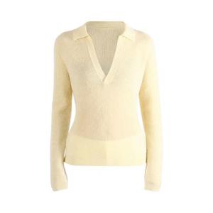 Поло Auralee Suri Alpaca Sheer Knit Skipper Polo 'Ecru'