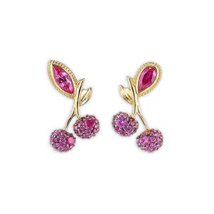 Позолоченные серьги Cherry с камнями