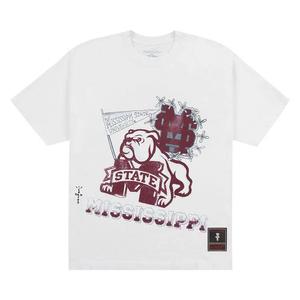 Футболки с коротким рукавом Cactus Jack от Travis Scott x Mitchell & Ness Mississippi State University Handdrawn Tee «Белый»