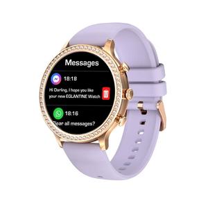 Женские умные часы с кристаллами, силиконовый ремешок - Bluetooth-звонки - IOS/Android