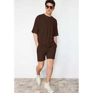 Базовые коричневые шорты Regular Cut Mid Length Laced Textured Wrinkle-Free Ottoman TMNSS23SR00039
