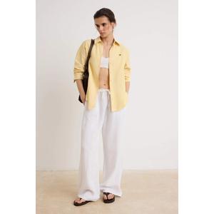 Светло-желто-коричневая oversize рубашка с вышивкой бантом Twoss26Go00202