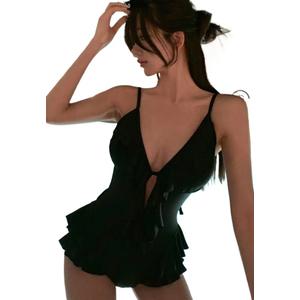 Чистый и сексуальный модный купальник-халтер цельнокроеный CA26032412BK