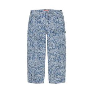 Джинсы Supreme Script Jacquard Double Knee Denim Painter Pant 'Washed Blue'