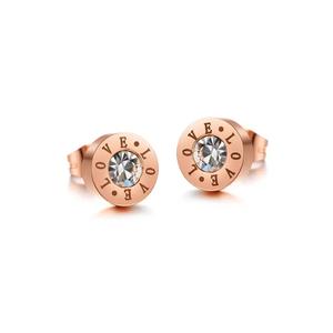 Гвоздики Love Bezel Studs, розовое золото/прозрачный