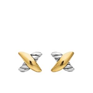Серьги-гвоздики Petite X из желтого золота и серебра (7.5 мм)
