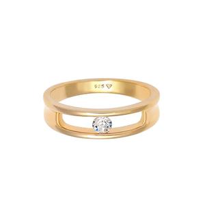 Кольцо солитерное золотое, украшенное кристаллами Swarovski®