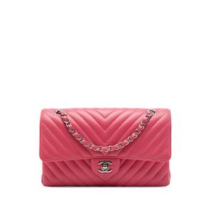 2018 Medium Classic Chevron Lambskin Double Flap сумка через плечо