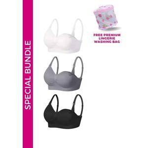 3 шт. Бюстгальтер для кормления Grace Push Up в белом, сером и черном