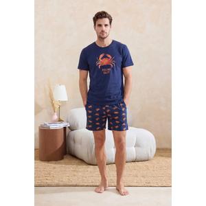 Темно-синяя пижама Regular Fit с принтом краба из хлопка Tmnss26Pt00020