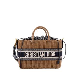 Basket Bag Wicker and Oblique Canvas Large сумка-тоут