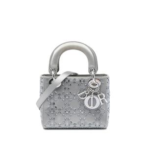 2018 Мини-саквояж Lady Dior из сатина с кристаллами и каннажем
