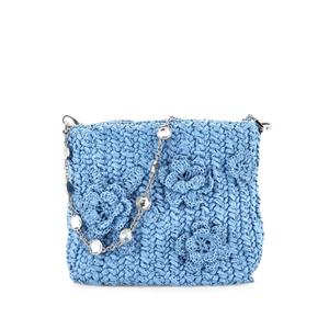 Сумка на плечо Flower Crystal Chain Woven Raffia